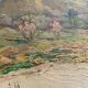 Landscape painting view from the village of Les Angles, Gard, Avignon, Hurard 1887-1956
