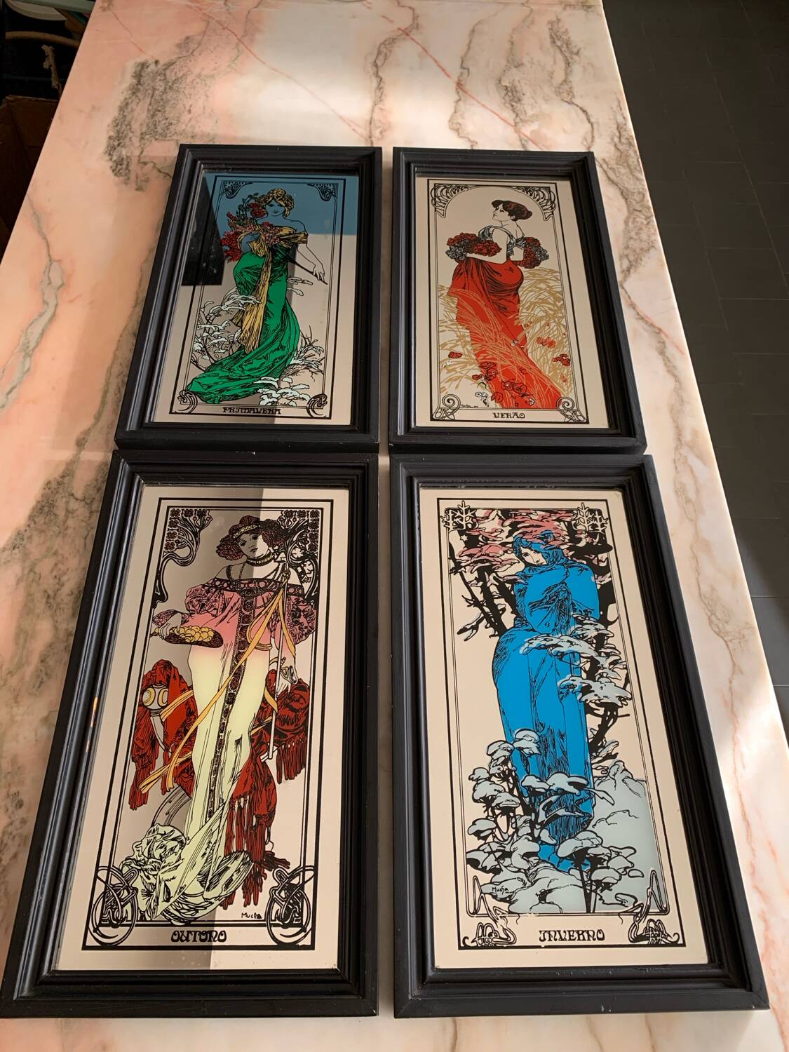 Alphonse Mucha mirrors - “The 4 seasons”