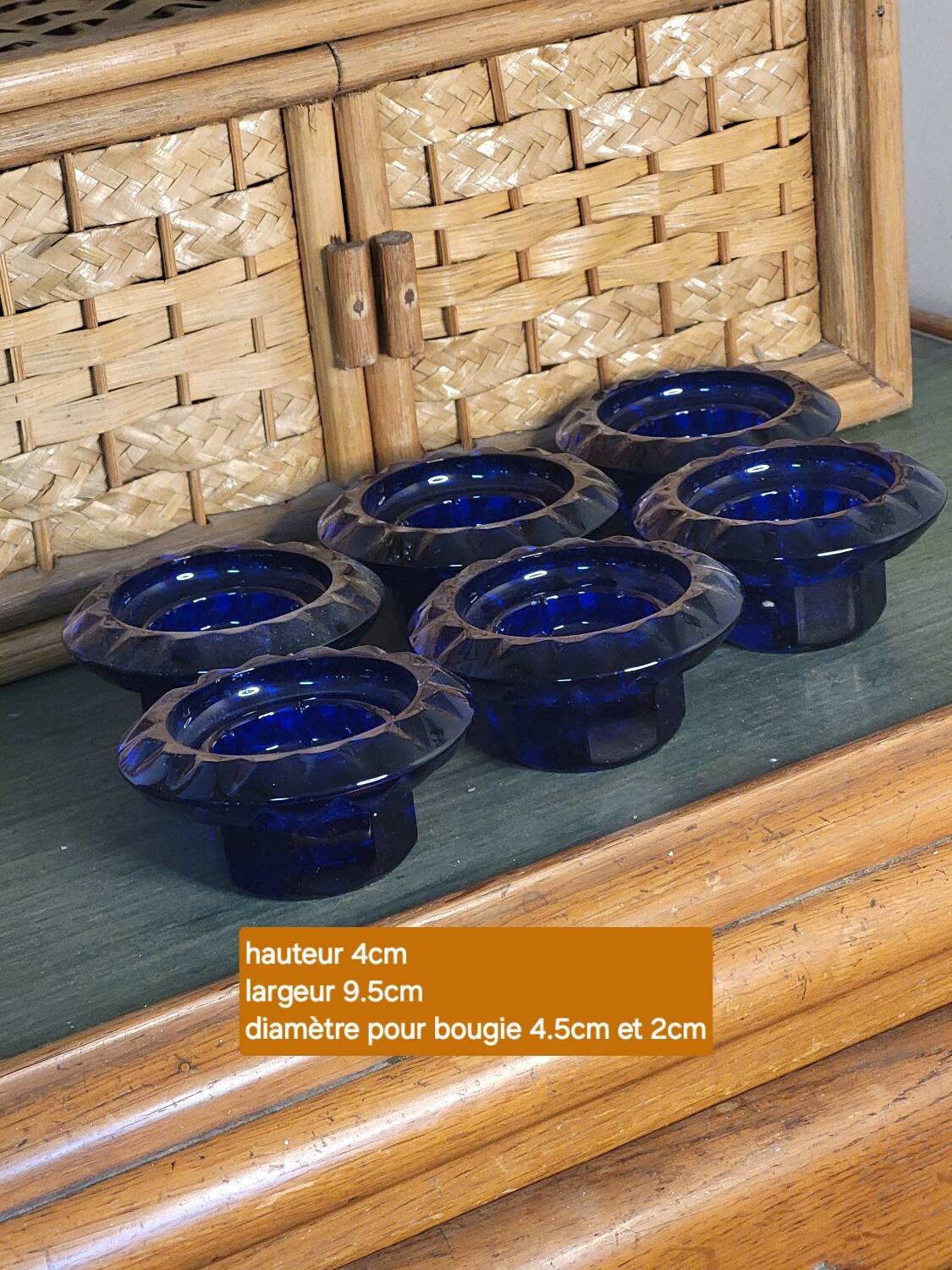 Navy blue candle holders