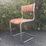 4 chaises acier chromé velours tabac 70