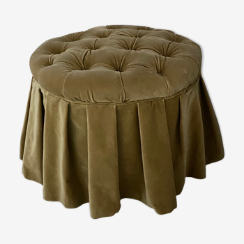 Round velvet pouf