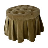 Round velvet pouf