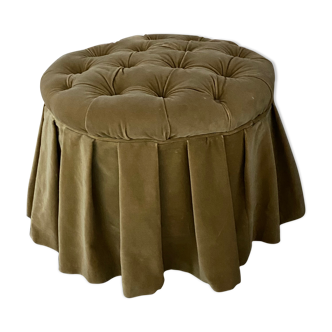 Round velvet pouf