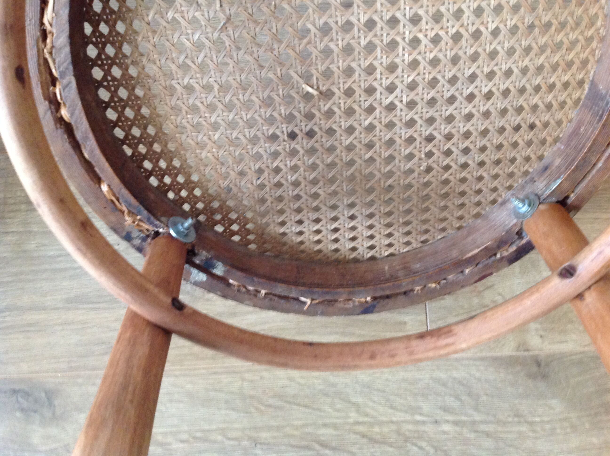 Two Engelstuhl chairs curved wood and canning Thonet or Hoffmann