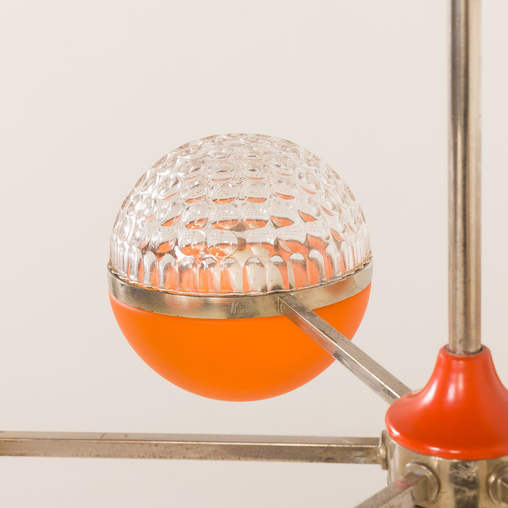 Italian Space Age chandelier with crystal glass shades, 1970s