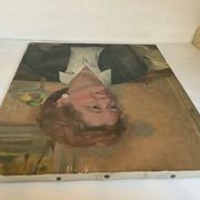 Large portrait painting of a woman, oil on canvas, signed.