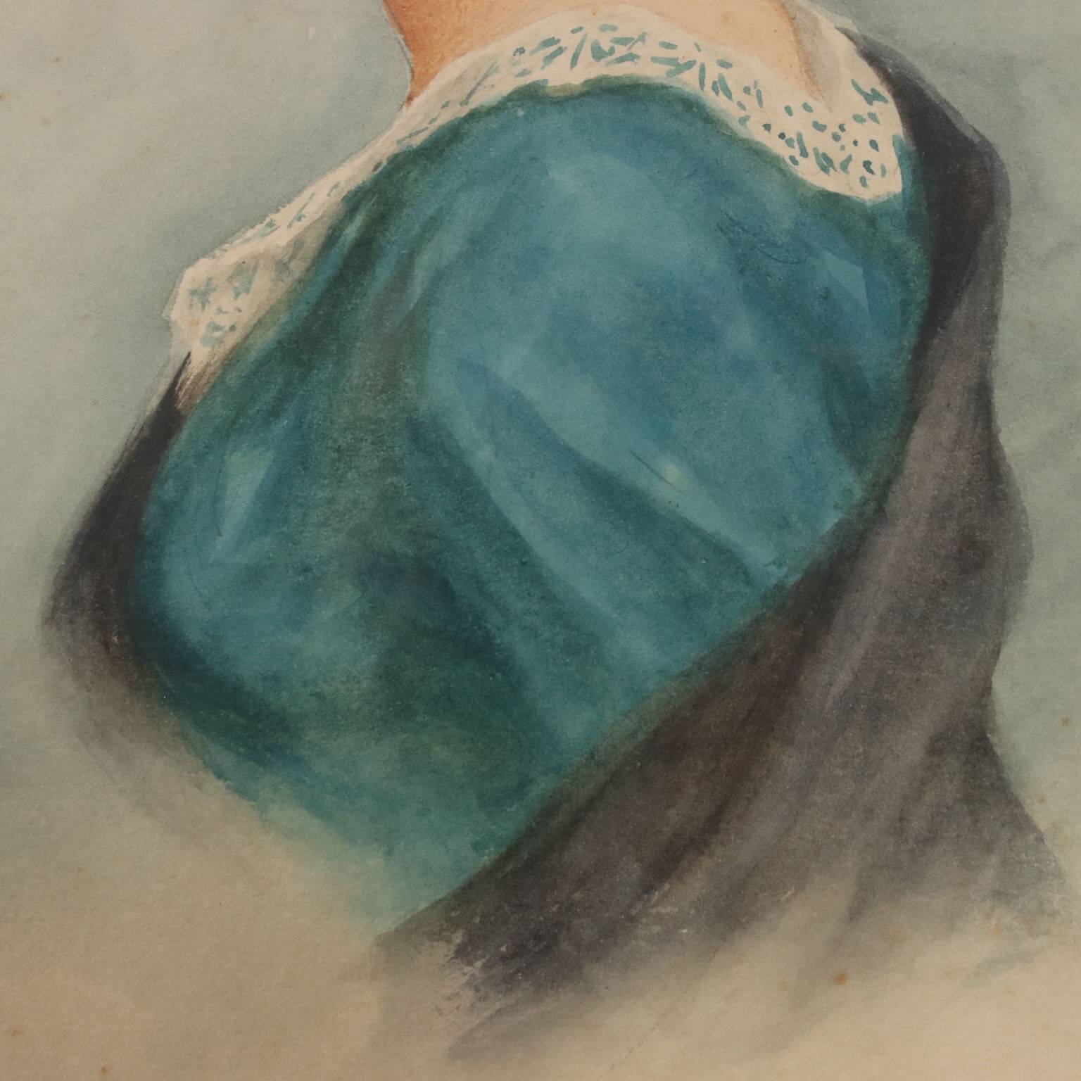Modern painting, female portrait signed V. Migliaro, watercolour 800