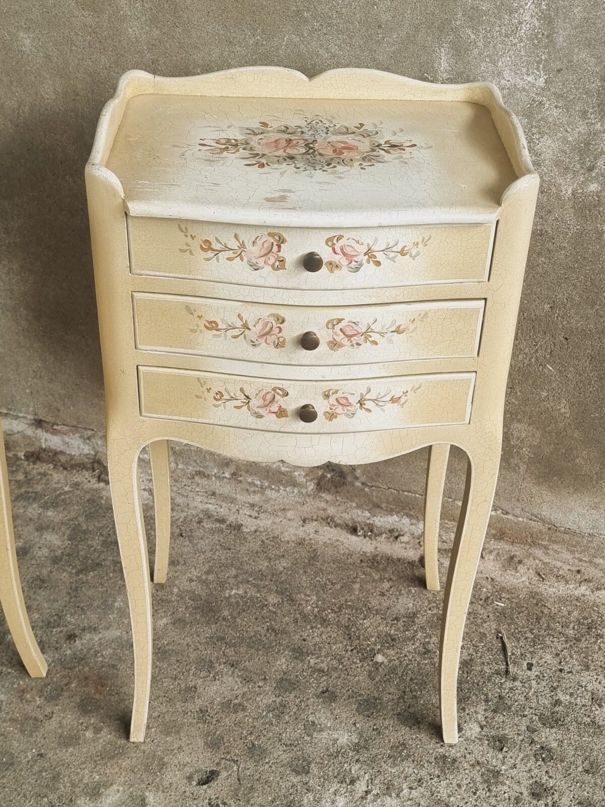 Set of bedside tables hand-painted Louis XV style