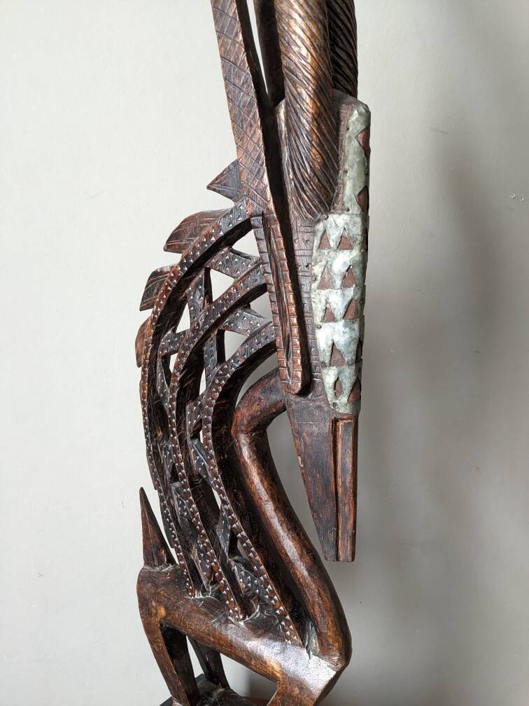 African art oryx wooden handcrafted sculpture ethnic tribal decoration
