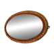 Antique oval mirror with beveled glass in wood and stucco, 19th century