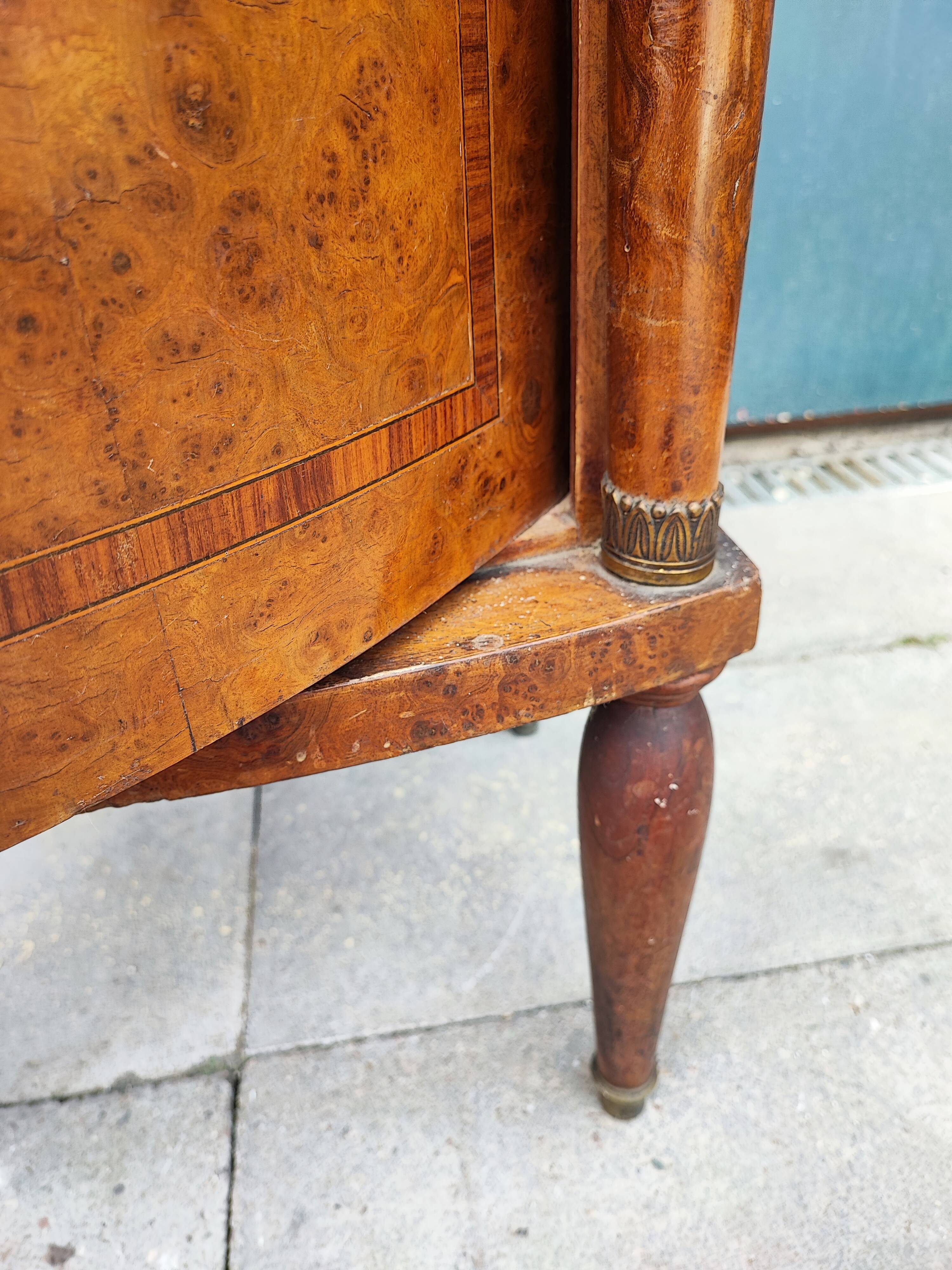 Empire style bedside table marble top