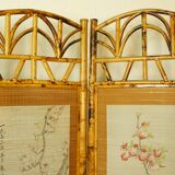 Asian bamboo screen, painted rice straw