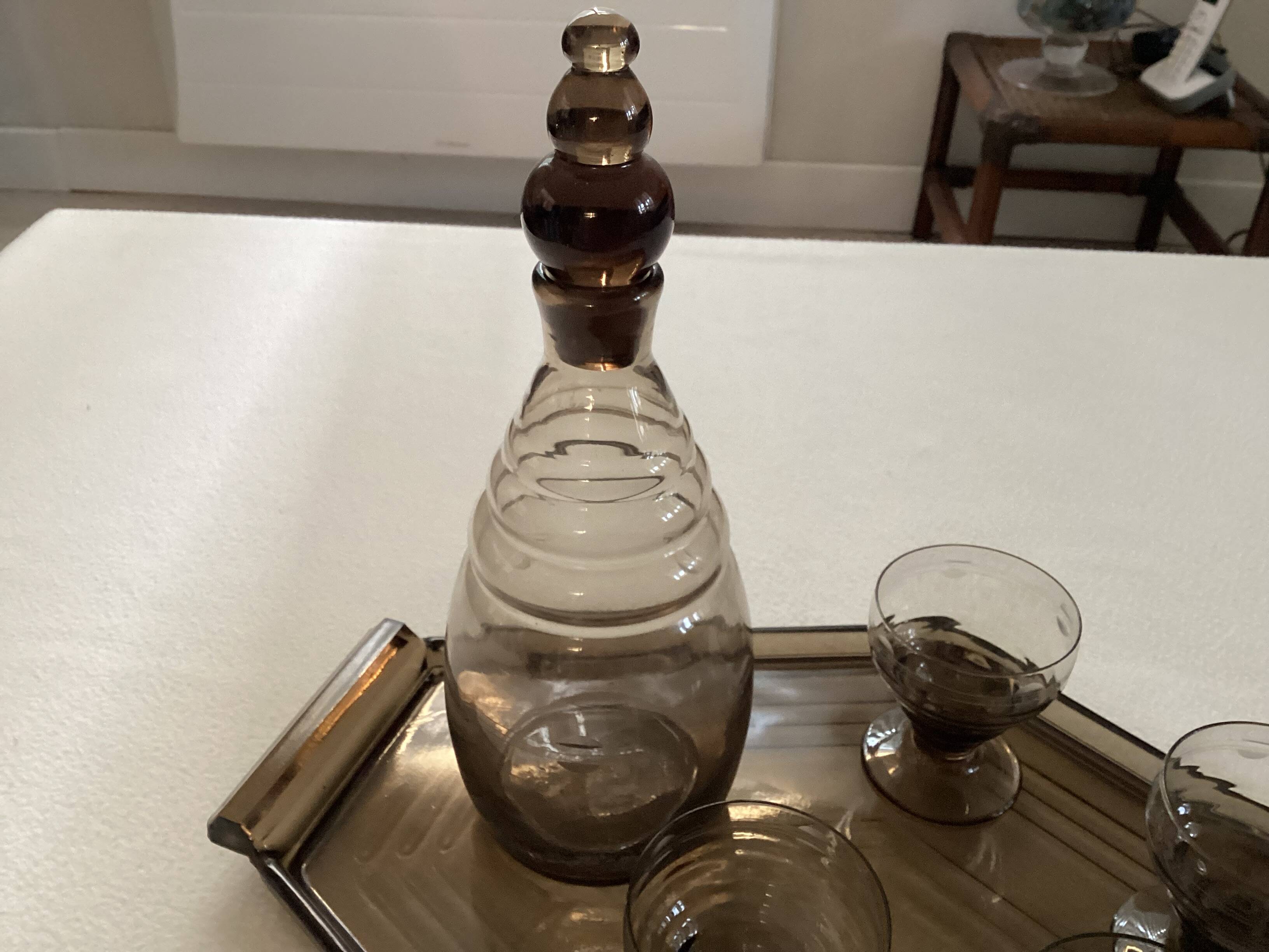 Art Deco glass and carafe set