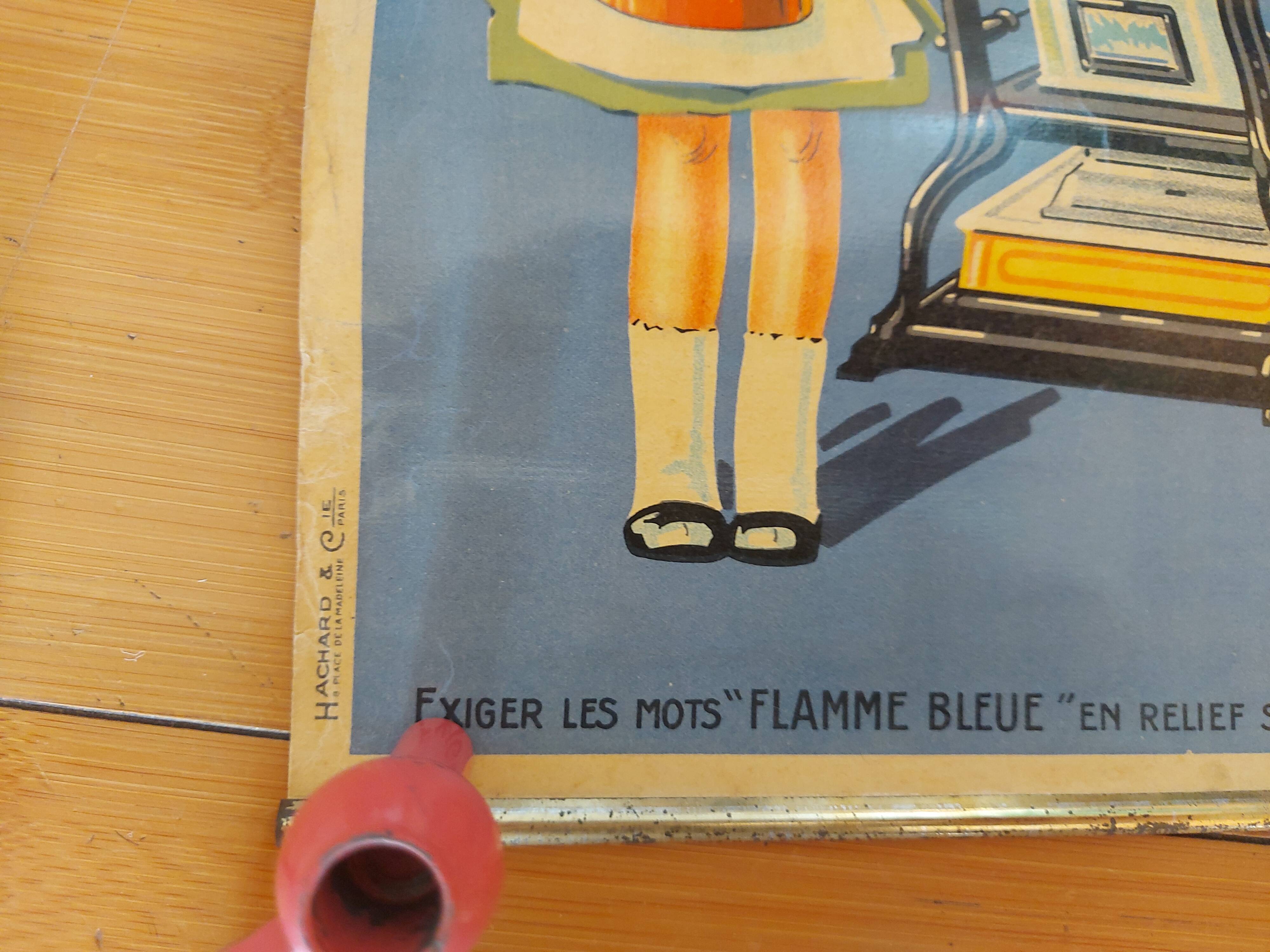 Affiche lithographiée flamme bleu