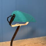 Erpé banker’s lamp with a turquoise enamel shade.