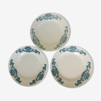 3 assiettes plates en terre de fer de Longchamp modèle Lutèce