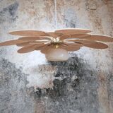 Old suspension vintage globe and petals in linen and rattan