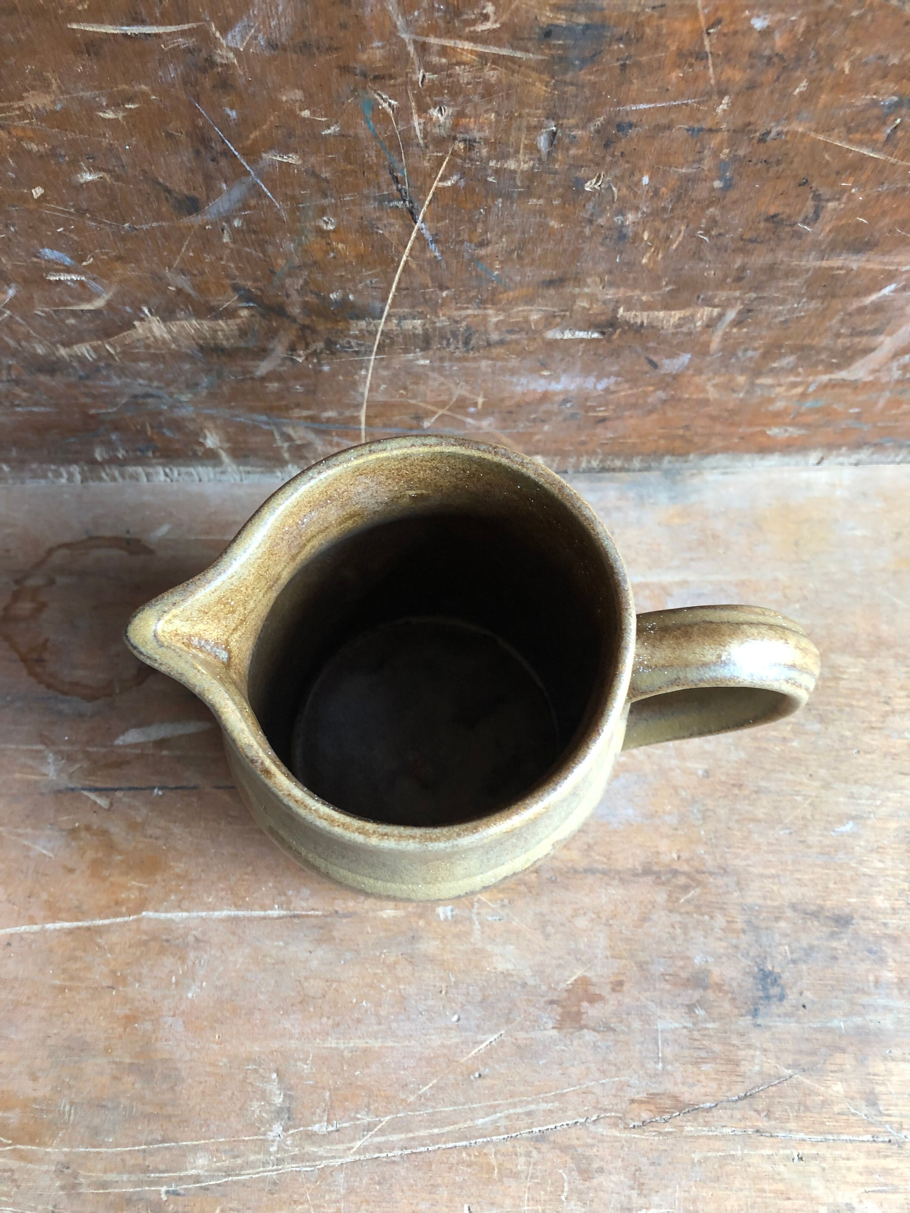 Old pitcher digoin + cove ceramic beige france vintage