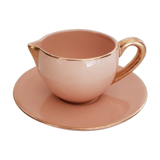 Cup pourer in pink and gold earthenware, vintage