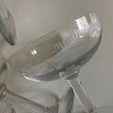 Set of 6 champagne glasses in Napoleon III faceted cut ringing crystal
