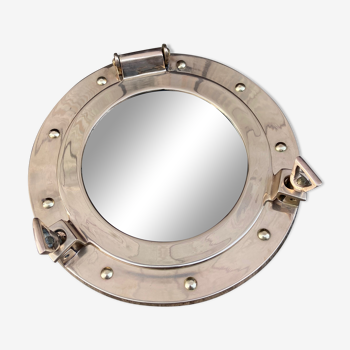 Solid brass porthole mirror