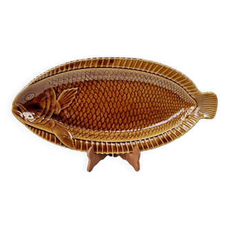 Large Vintage Fish Dish Ceramic Earthenware Sarreguemines Caramel 53.5cm