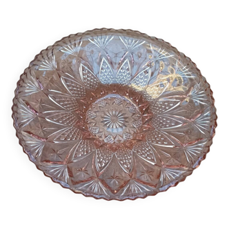 Large Art Deco pink glass dish