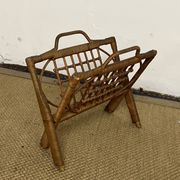 Vintage folding rattan magazine rack
