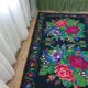 Romanian handwoven carpet green and fuchsia rug made in wool bohemian design