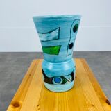 Side table and vase signed MC Treinen ceramic from Vallauris 1950s