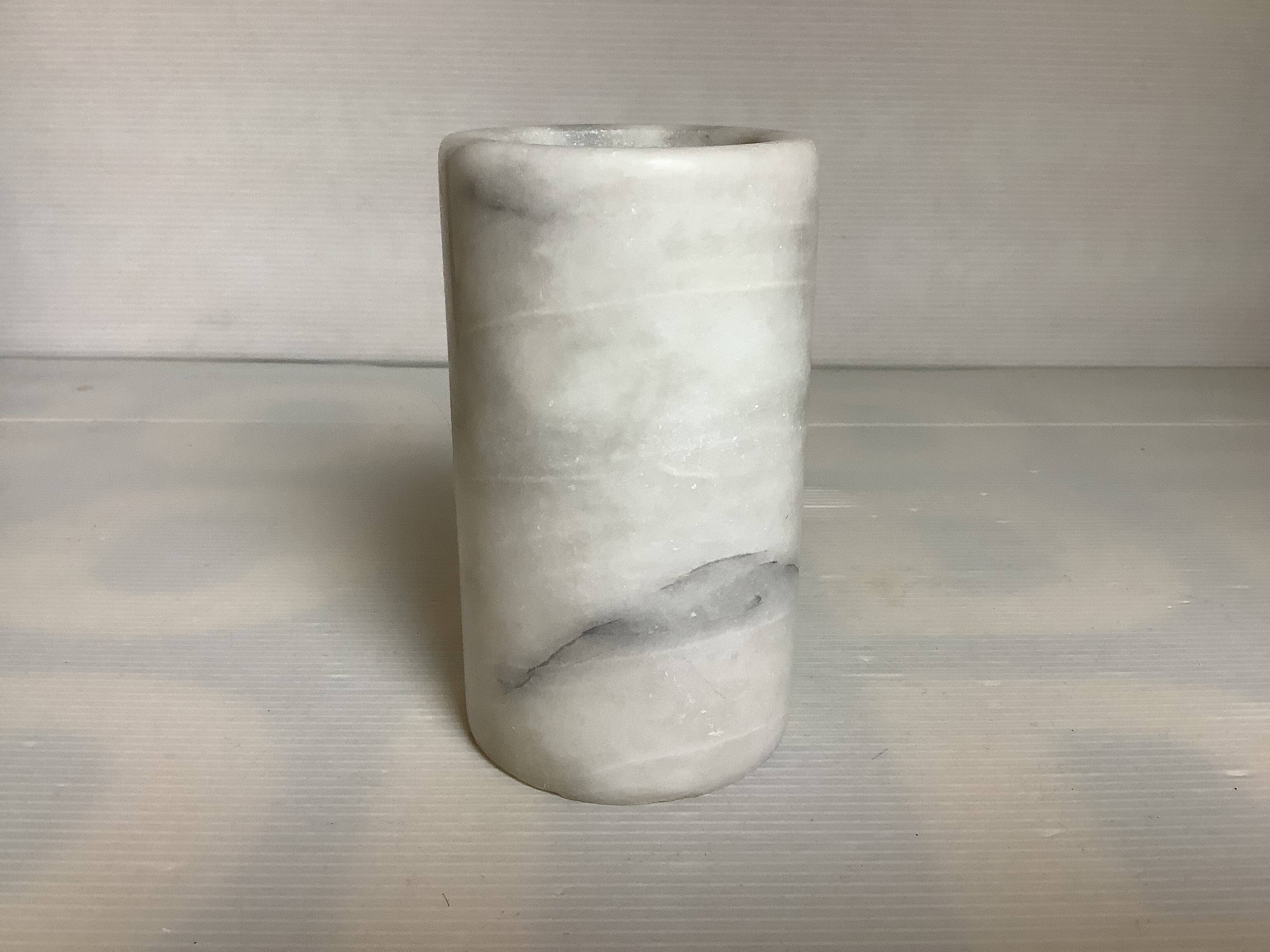 White gray marble roller vase