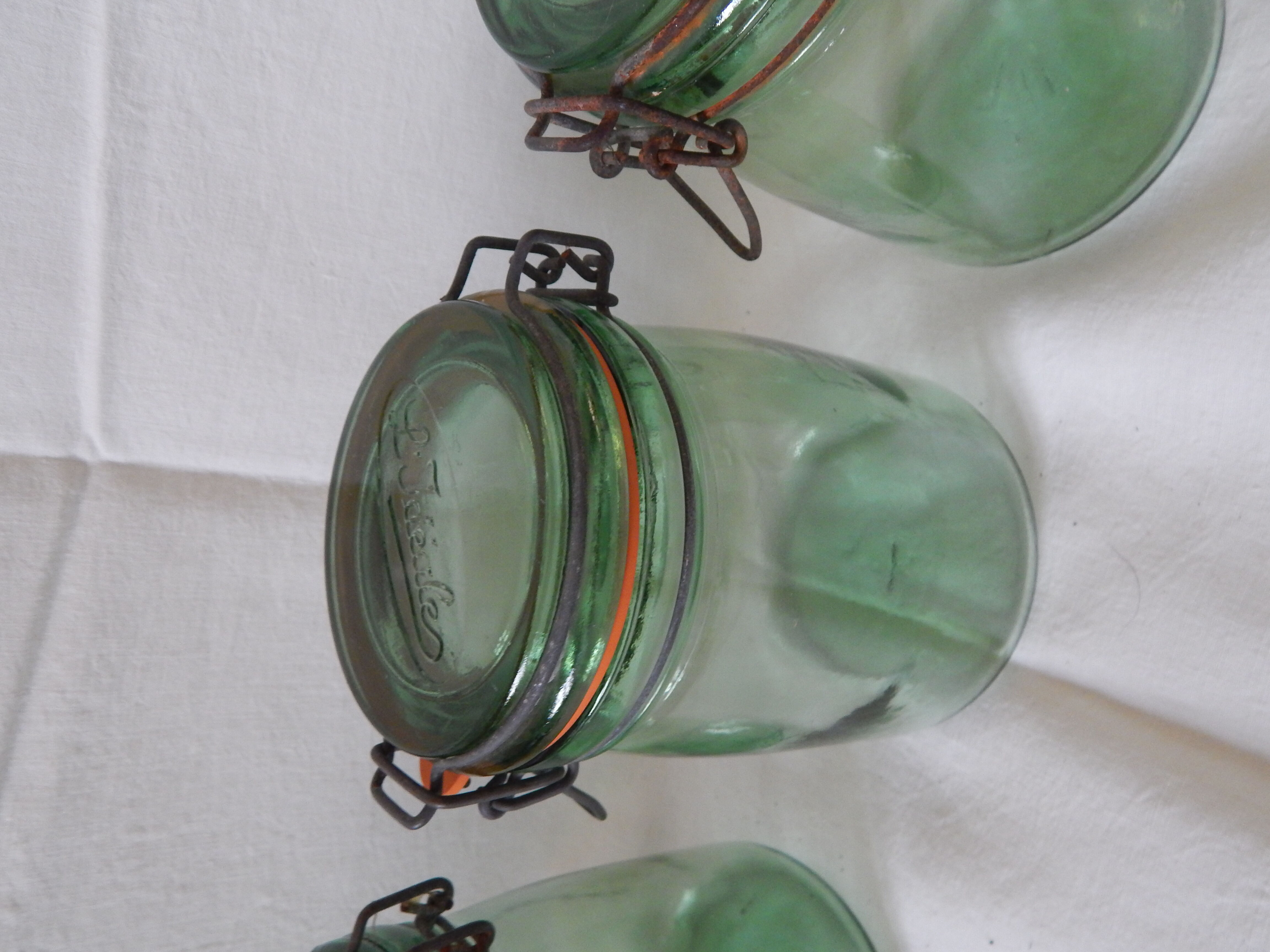 Series of 4 old jars the perfect 3/4 liter