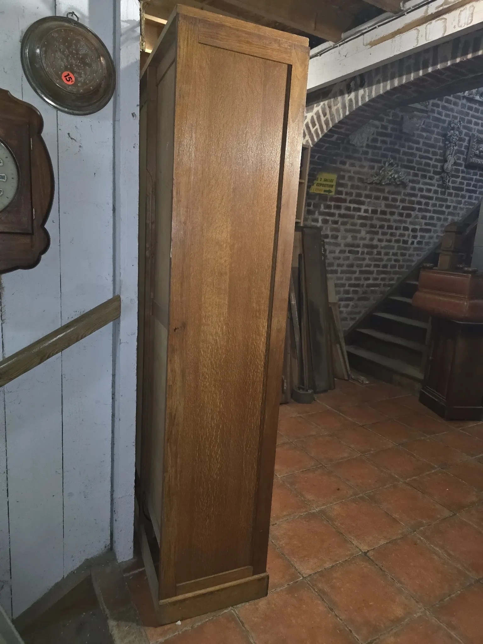 Vintage oak three-panel curtain cabinet