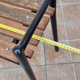 Bench in painted metal and wood, 100 cm