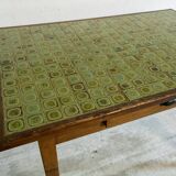 Wood and ceramic farm table