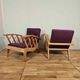 Pair of large armchairs with crossbars, circa 1950, Canovas fabric embroidered by Lesage