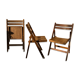 Three wooden folding chairs
