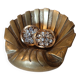 Bronze ring holder ashtray, signed, modernist vintage design shell