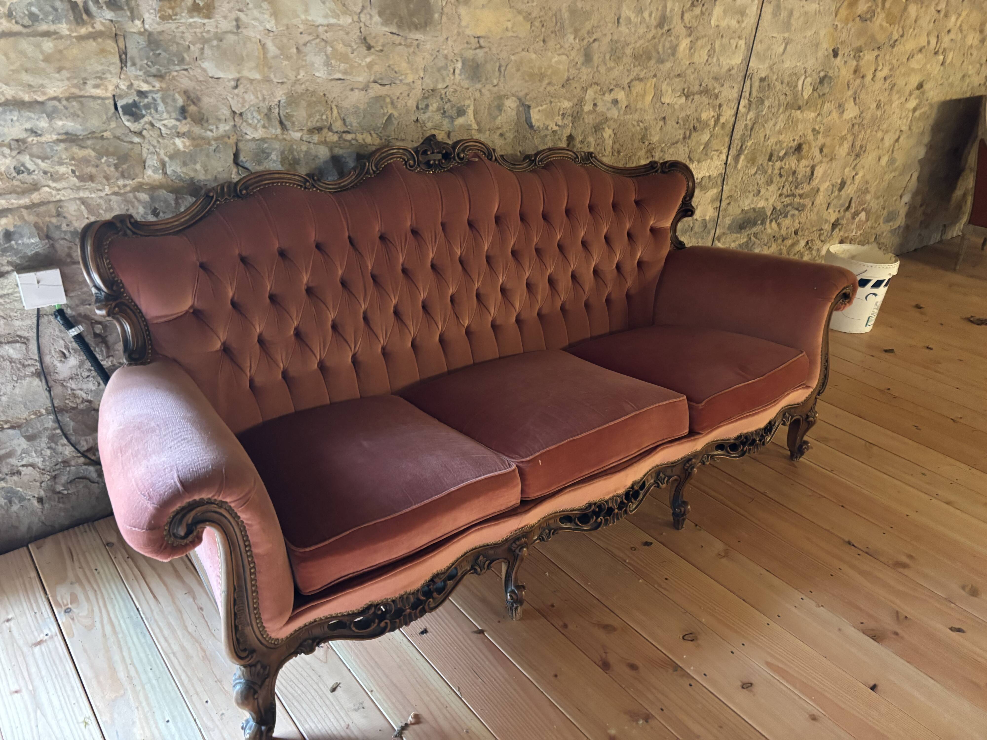 Salon style Napoléon III velours rose