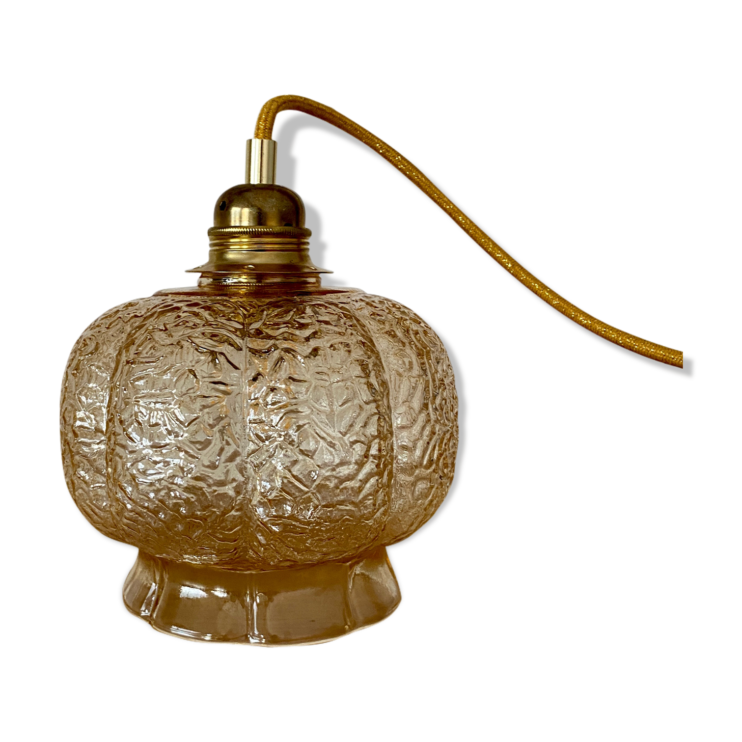 Vintage amber glass globe lamp