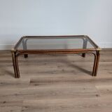 Bamboo and glass coffee table