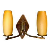 Mid Century Modern double opaline glass wall sconce