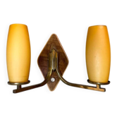 Mid Century Modern double opaline glass wall sconce