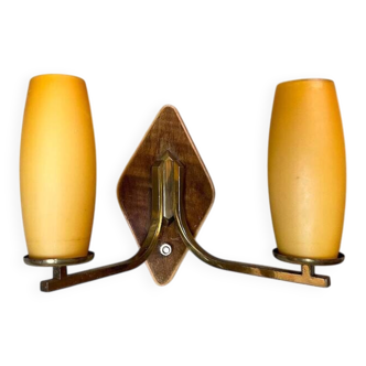 Mid Century Modern double opaline glass wall sconce