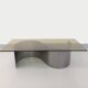 Vintage rectangular Space Age coffee table in steel and smoked glass.