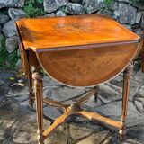 Center table decorated with marquetry of leaves and flowers in Louis XVI style, 19th century period