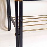 Magazine holder coffee table 1960s smoked glass, metal and brass Width 94.2 cm