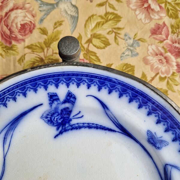 Assiette chauffante antique en ceramique et metal james dixon and sons shef