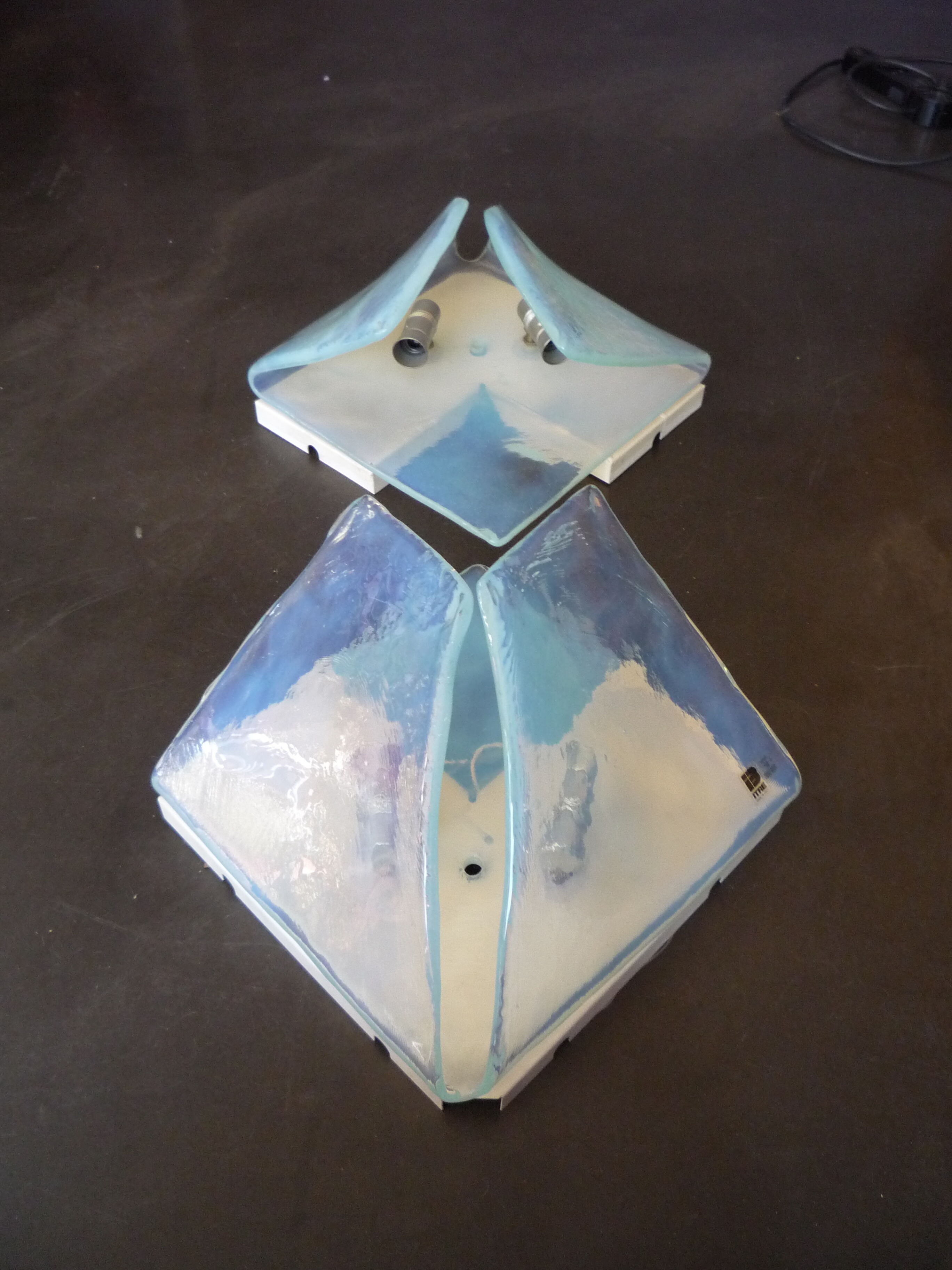 Pair of opalescent glass sconces by Carlo Nason