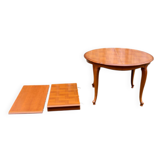 Louis XV extendable round dining table in solid wood 213cm